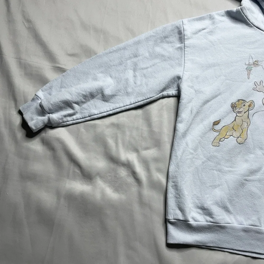 Disney 100 Anniversary Hoodie Youth XL Mickey Lion King Mulan Blue Sweatshirt